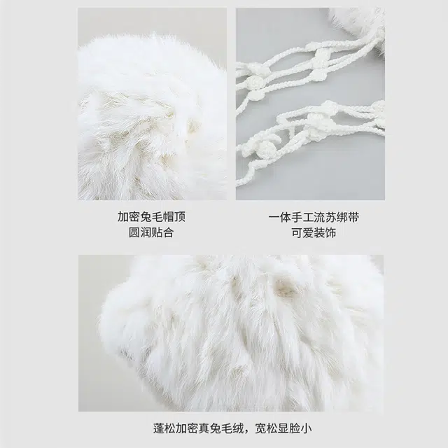 【氛围感~冬季必备】 攸委 手工流苏毛线针织帽子秋冬天加厚保暖加绒护耳帽防寒#好运 兔毛 时尚潮流毛绒包头帽东北户外雷锋帽 女款