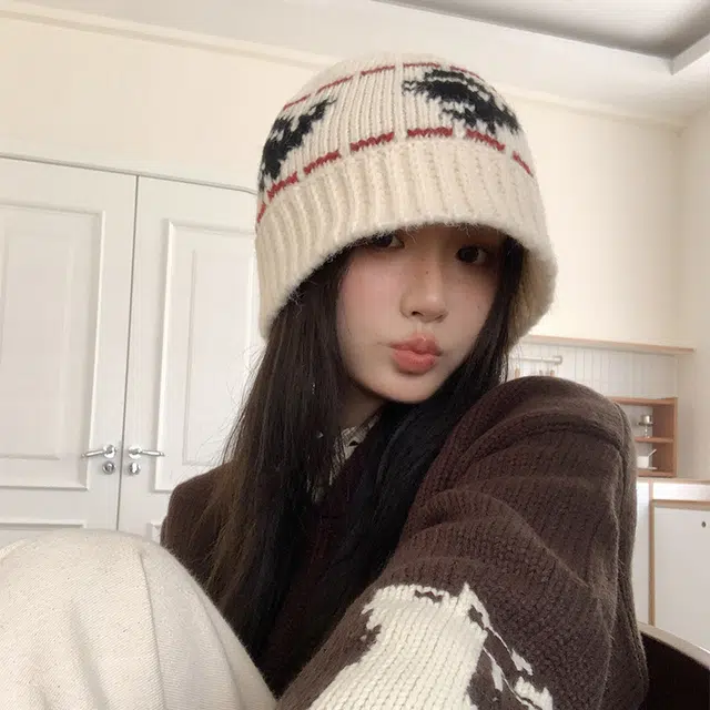 【秋冬降温必备】 攸委 黑色复古百搭通勤针织帽女冬季韩系百搭显脸小毛线水桶帽子 腈纶 加厚防寒保暖时尚绒线帽渔夫帽 男女同款情侣款