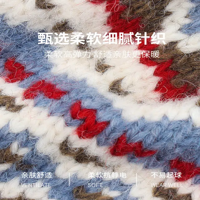 【通勤出街百搭必备】 攸委 费尔岛风针织毛线绒线帽子女冬季护耳帽加厚保暖加绒包包帽 腈纶 巴拉克拉法堆堆毛绒雷锋帽 男女同款情侣款