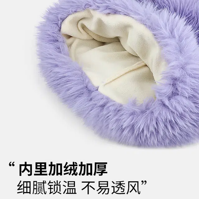 【暖冬必入~甜美小兔】 攸委 可爱长毛兔耳朵毛绒帽子女冬季加厚保暖护耳帽围巾一体两用 涤纶 时尚百搭防寒网红斗篷帽 男女同款情侣款