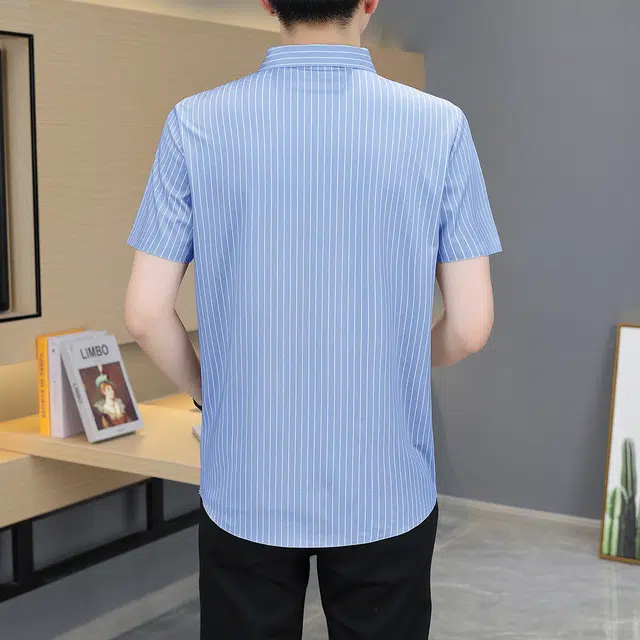 卡丹狄诺 高品质条纹短袖翻领外套衬衫 男款