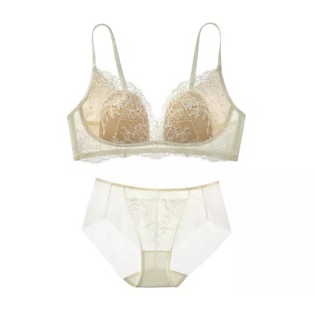 素肌良品 蕾丝内衣女性感纯色奢华文胸 女款