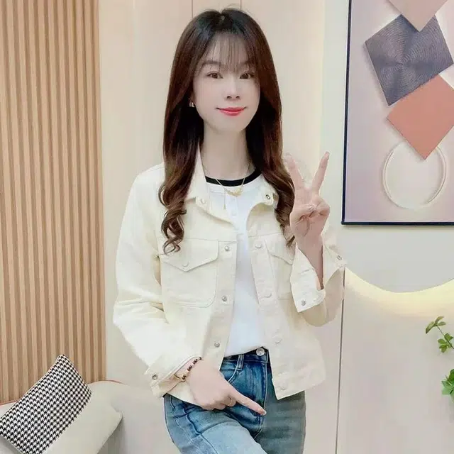 邦固依品 纯棉时尚休闲小个子短款翻领外套女春秋季洋气减龄上衣夹克 女款