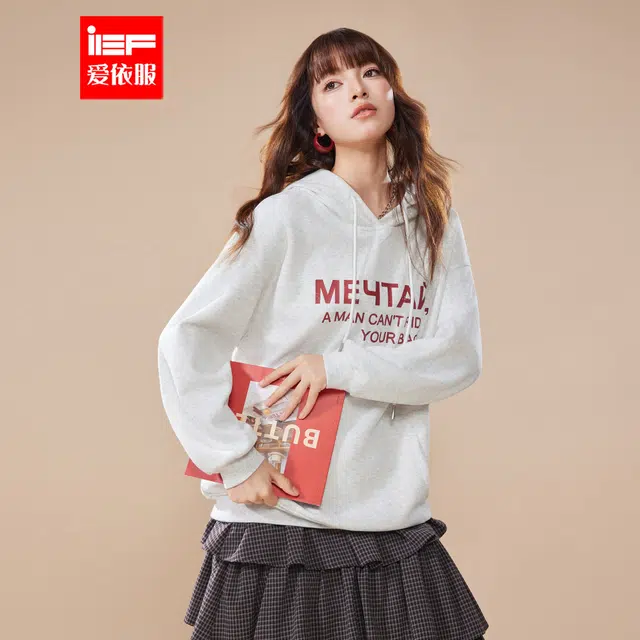 爱依服 秋季韩版时尚常规长袖通勤卫衣 女款