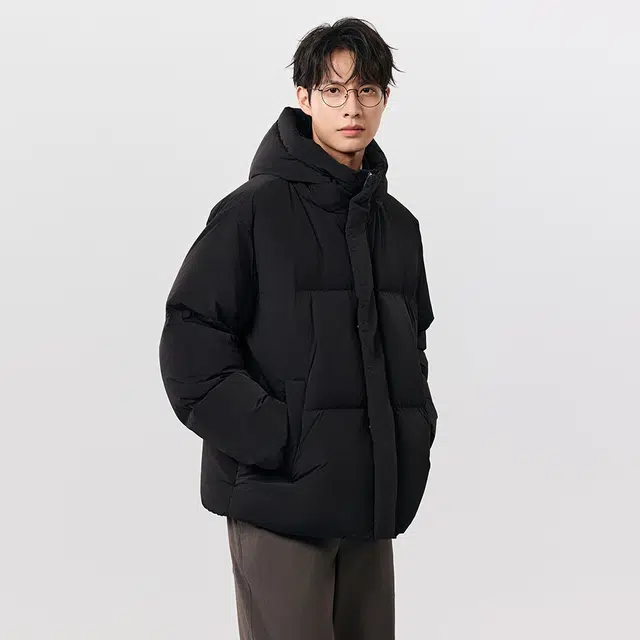 棉先生 加厚立领短款纯色收口袖羽绒服 男款
