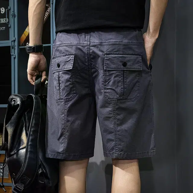 遨宇 美式高街极简潮牌嘻哈街头褶皱薄款户外机能速干工装男户外运动机能宽松直筒中裤子男五分休闲短裤 男款