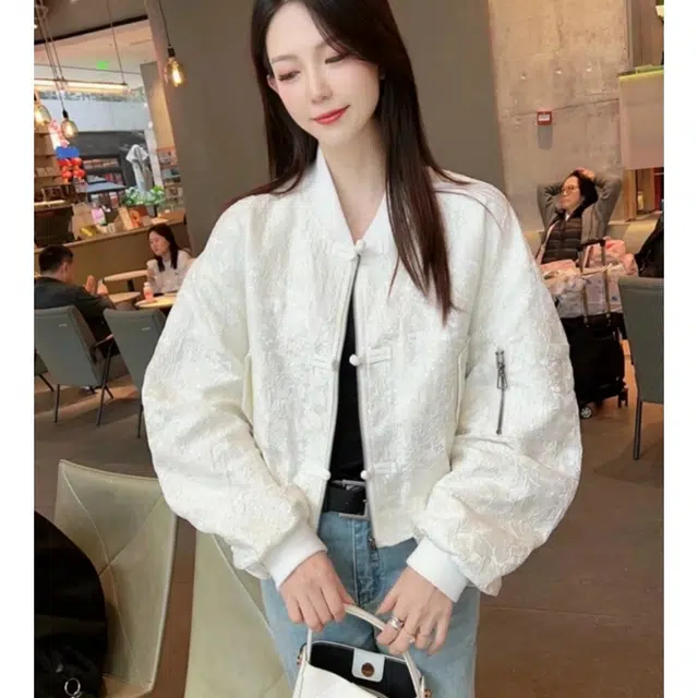 邦固依品 新中式国风盘扣短款外套女春秋款宽松时尚小个子薄款棒球服 女款