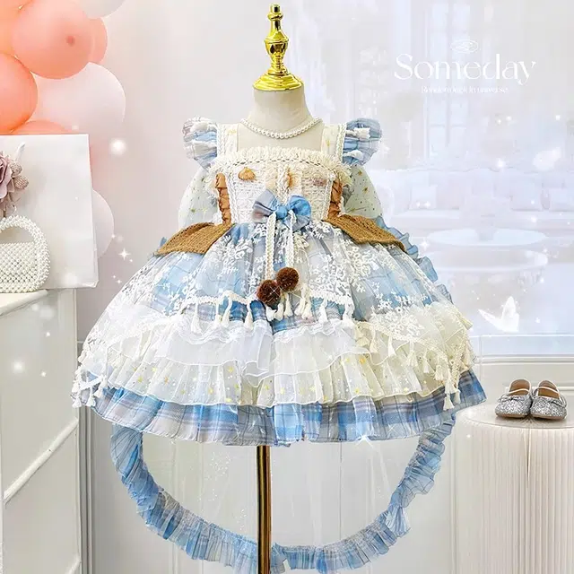 儿童款米囹儿童礼服 蝴蝶结吊带公主中腰