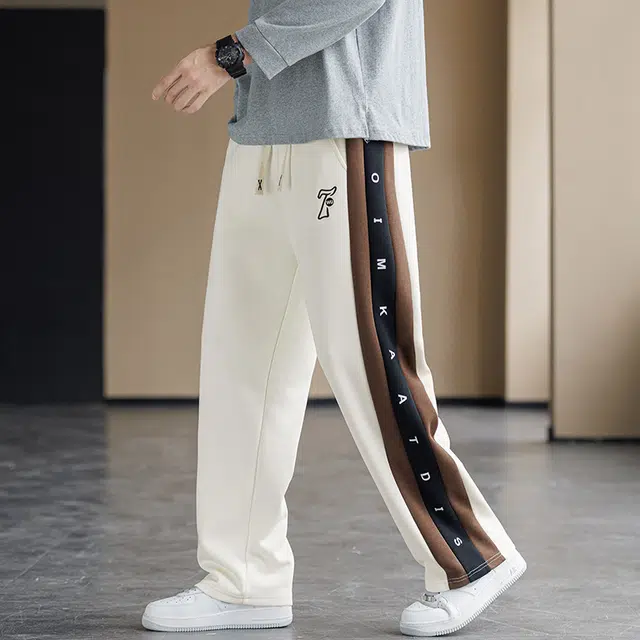 邦固依品 垂感阔腿男士青少年春秋季潮牌潮流直筒宽松长裤学生卫裤休闲裤 男款