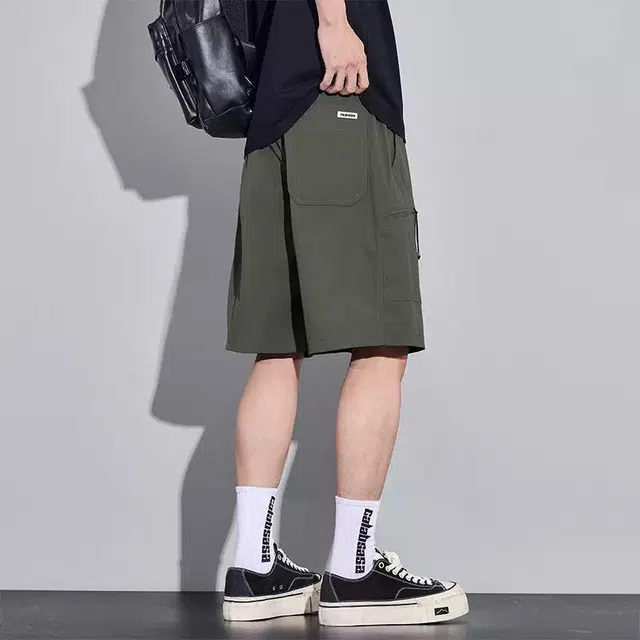 隐狼世家 高端冰丝五分休闲裤男生夏季薄款宽松直筒五分裤子速干工装短裤 男款