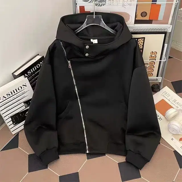 北极绒 高街双拉链连帽男女秋冬设计感潮牌夹克外套上衣设计感潮牌双拉链连帽卫衣 男款