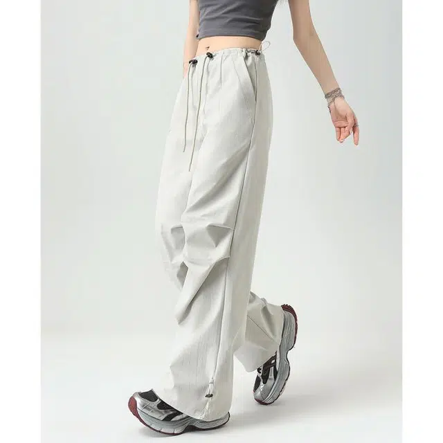 爱依莲 高级感工装简约抽绳显瘦休闲裤 女款