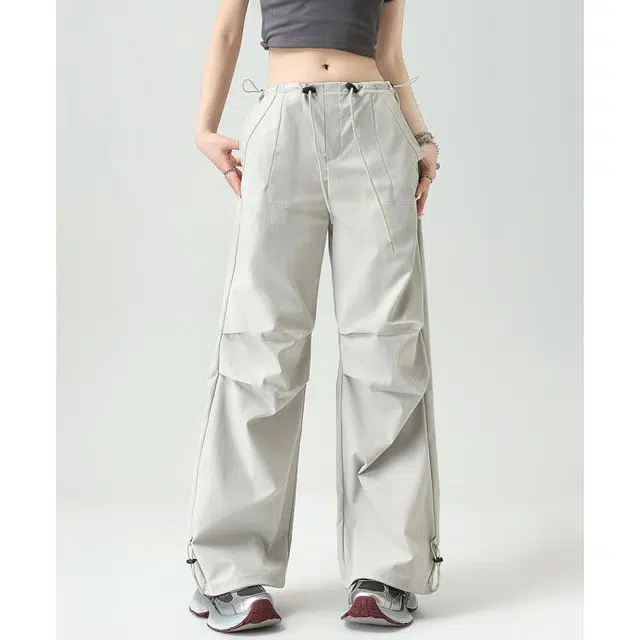 爱依莲 高级感工装简约抽绳显瘦休闲裤 女款