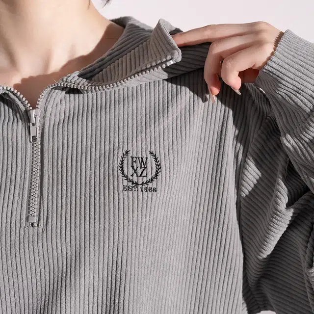 法文箱子 针织甜美风休闲纯色落肩袖长袖娃娃领宽松卫衣 女款