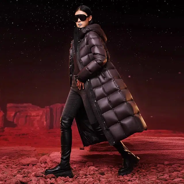 坦博尔 修身百搭高充绒纯色长袖羽绒服 女款