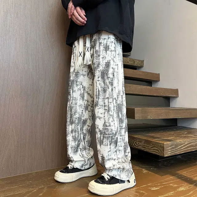 邦固依品 美式扎染长裤男秋季炸街潮牌潮流青少年宽松直筒裤子休闲裤 男款