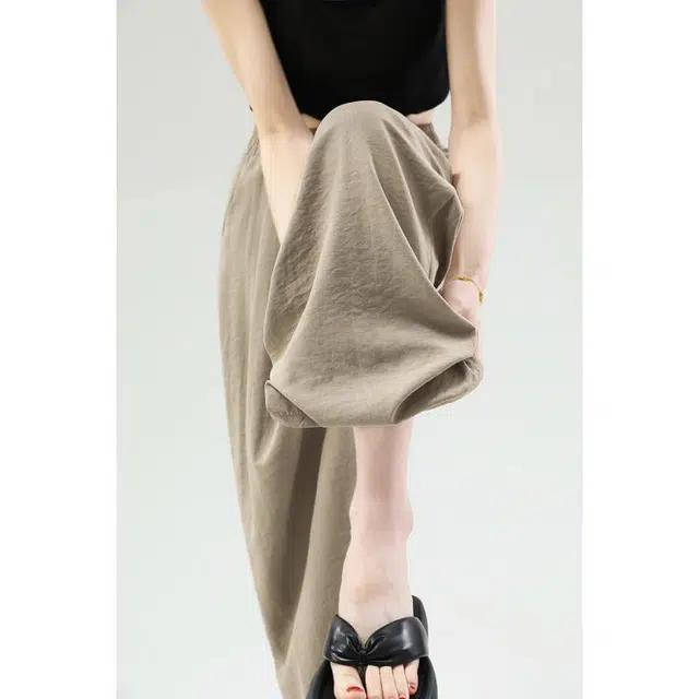 爱依莲 奶芙裤薄款宽松直筒阔腿休闲裤 女款