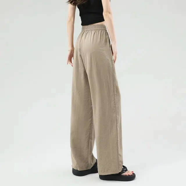 爱依莲 奶芙裤薄款宽松直筒阔腿休闲裤 女款