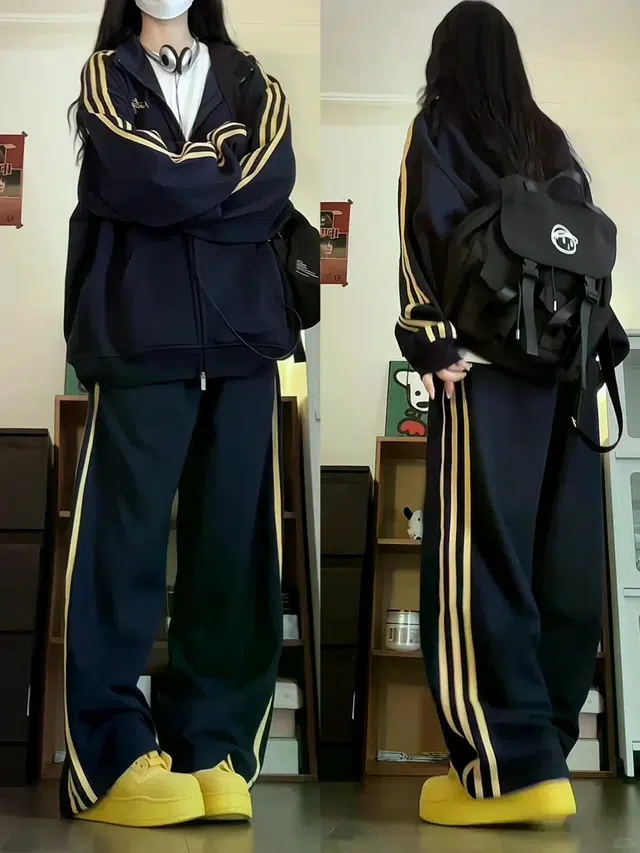 邦固依品 复古学院风女春秋时尚宽松韩版学生卫衣两件套休闲套装 女款