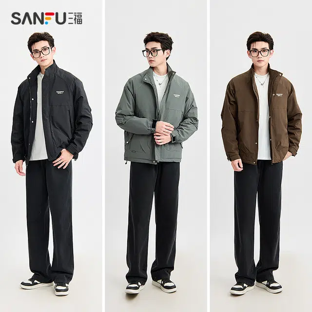 三福 立领棉衣修身长袖棉服 男款