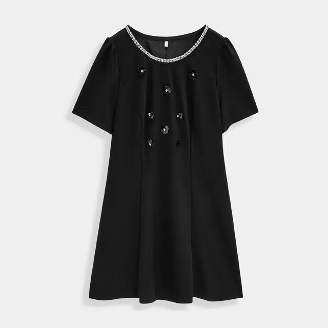 爱依服 夏季法式名媛甜美短袖连衣裙 女款