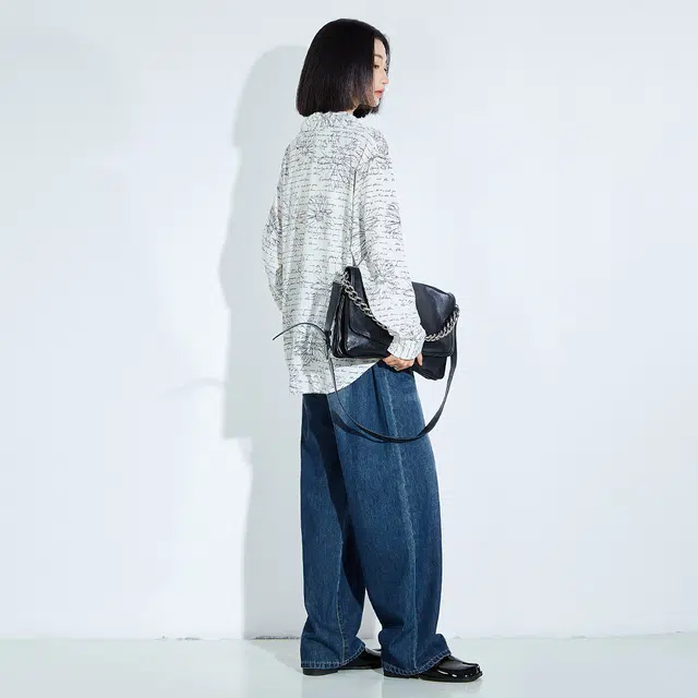 木果果木 复古显瘦直筒宽松休闲自然腰长裤牛仔裤 女款