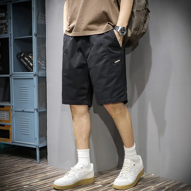 遨宇 阿咔美叽户外机能经典潮牌水洗重磅工装宽松百搭大码中裤潮流运动五分裤休闲短裤 男款