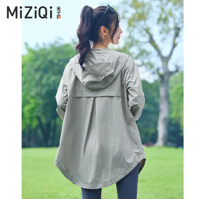 米子旗 冰丝轻薄防紫外线常规长袖连帽百搭外套防晒服 女款