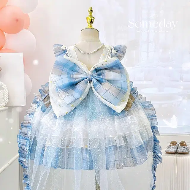 儿童款米囹儿童礼服 蝴蝶结吊带公主中腰