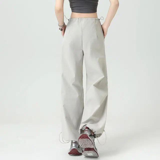 爱依莲 高级感工装简约抽绳显瘦休闲裤 女款