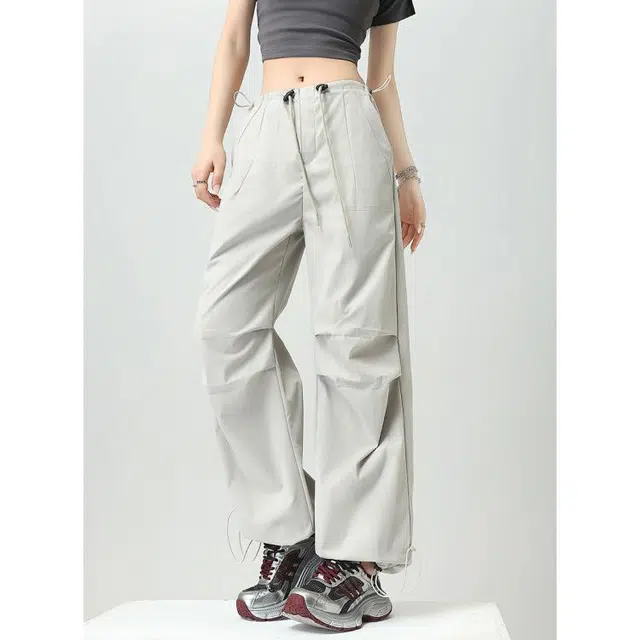 爱依莲 高级感工装简约抽绳显瘦休闲裤 女款