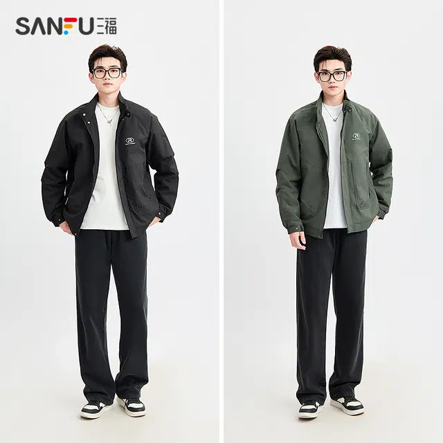 三福 休闲时尚立领长袖修身棉服 男款