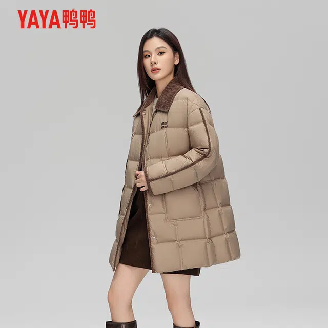 鸭鸭 舒适简约优雅羽绒服 中长款 女款