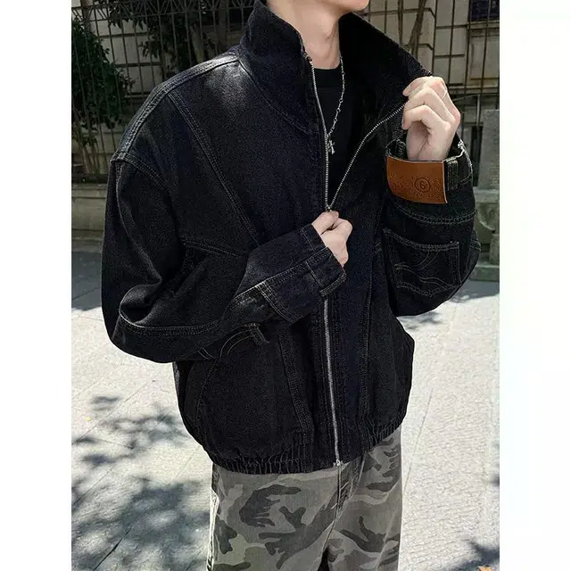 宝米卡 美式复古小众解构设计工装夹克春秋潮牌水洗衣牛仔外套 男女同款