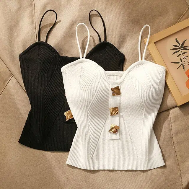 北极绒 针织抹胸无袖纯色修身休闲吊带背心 女款