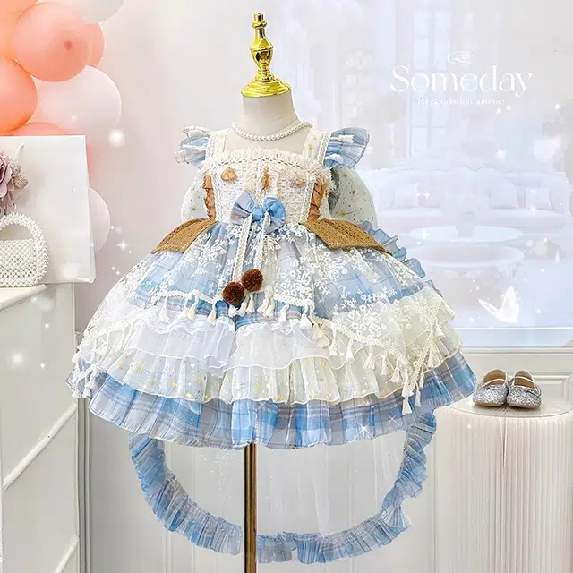 儿童款米囹儿童礼服 蝴蝶结吊带公主中腰