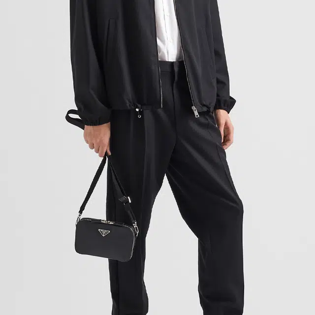 PRADA Brique Leather Shoulder Bag Black