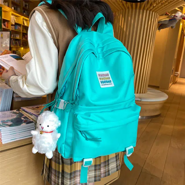 恒源祥 复古风纯色简约时尚学生书包 尼龙 双肩包 男女同款情侣款 多色