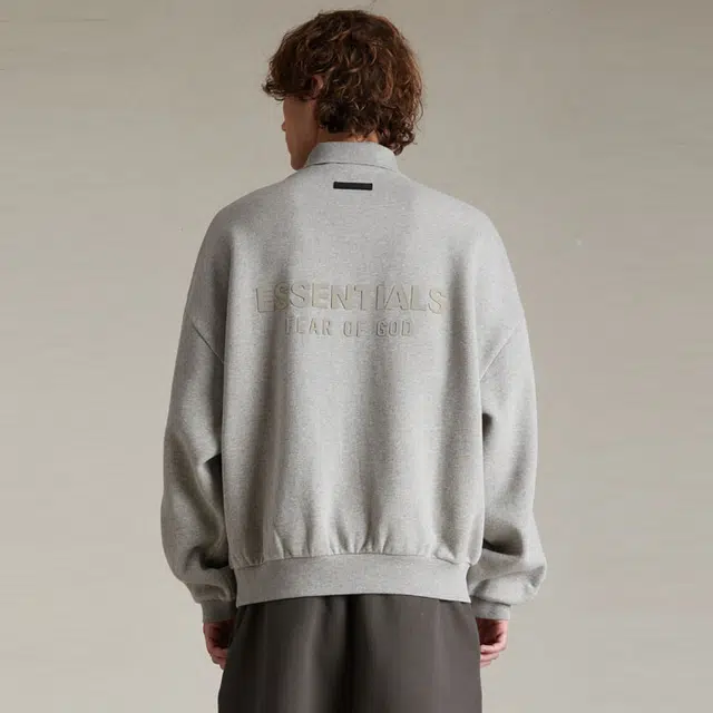 Fear of God Essentials SS24 Longsleeve Polo Polo Dark Heather Oatmeal