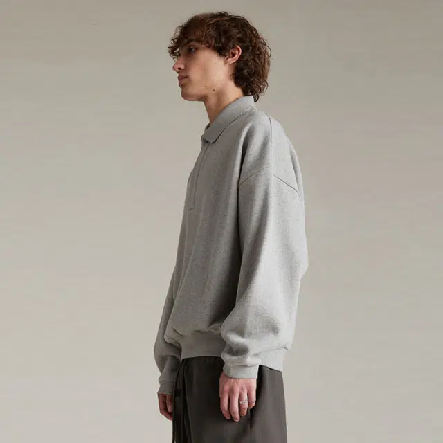 Fear of God Essentials SS24 Longsleeve Polo Polo Dark Heather Oatmeal