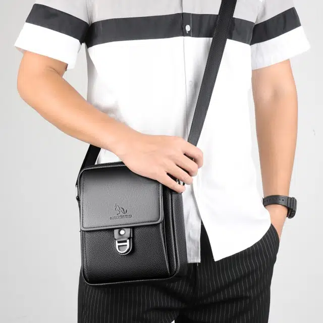 度森袋鼠 商务 耐磨材质 公文包斜挎单肩包 男款 黑色/棕色