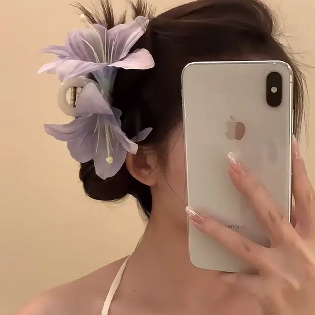 贯古今 百合花仙唯美仿真立体花朵氛围感后脑勺 亚克力 发夹 女款