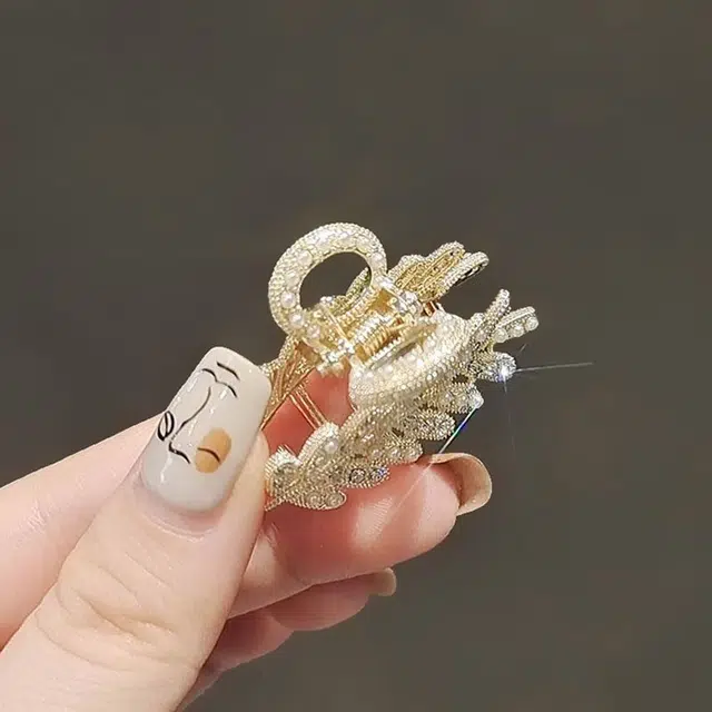 贯古今 法式宫廷珍珠小抓夹半扎发高级感头饰顶夹后脑勺马尾夹子 发夹 女款
