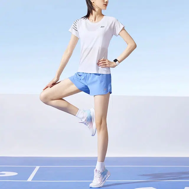 乔丹 纯色中腰直筒运动短裤 女款 律动蓝