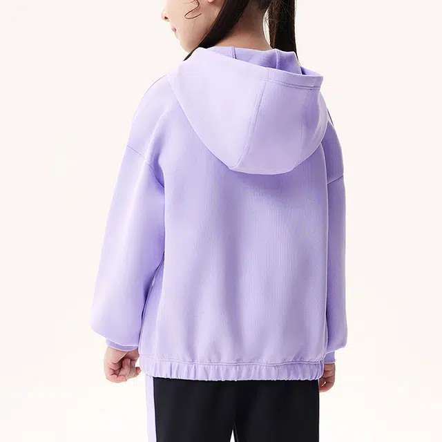 安踏 童装 卡通动漫字母连帽套头卫衣 女童 芋泥紫