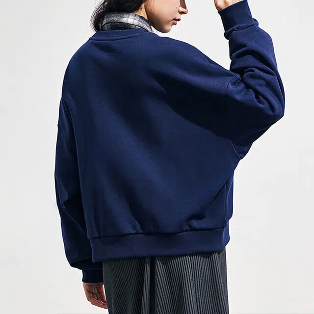 安踏 印花字母圆领套头卫衣 女款 深藏蓝