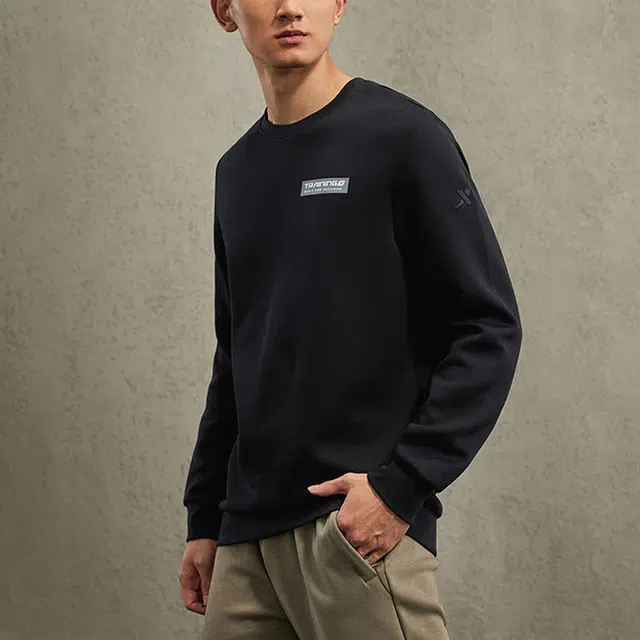 特步 综训系列 字母圆领套头运动卫衣 男款