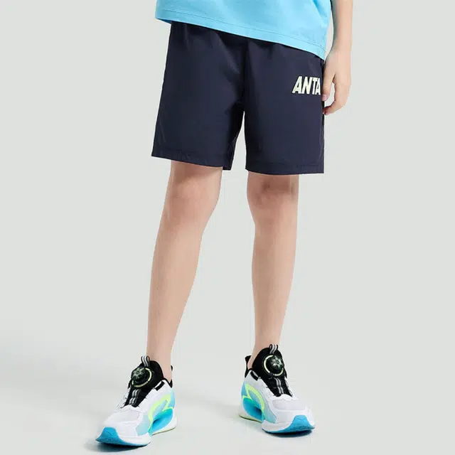 安踏儿童 字母中腰舒适透气户外儿童短裤 儿童款 深夜蓝