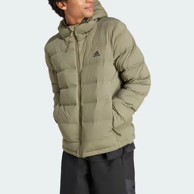 adidas Helionic Stretch Hooded Down Jacket Logo