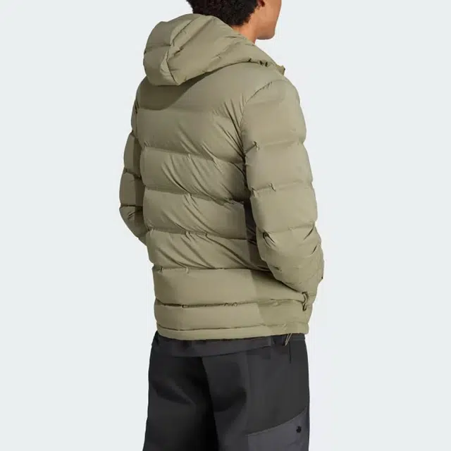 adidas Helionic Stretch Hooded Down Jacket Logo